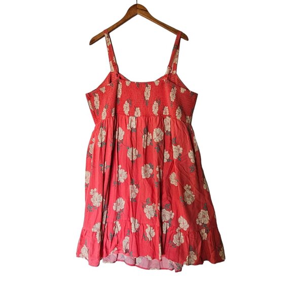 Torrid Coral Peach Floral Mini Challis Smocked Skater Dress Plus Size 4X - Picture 9 of 15